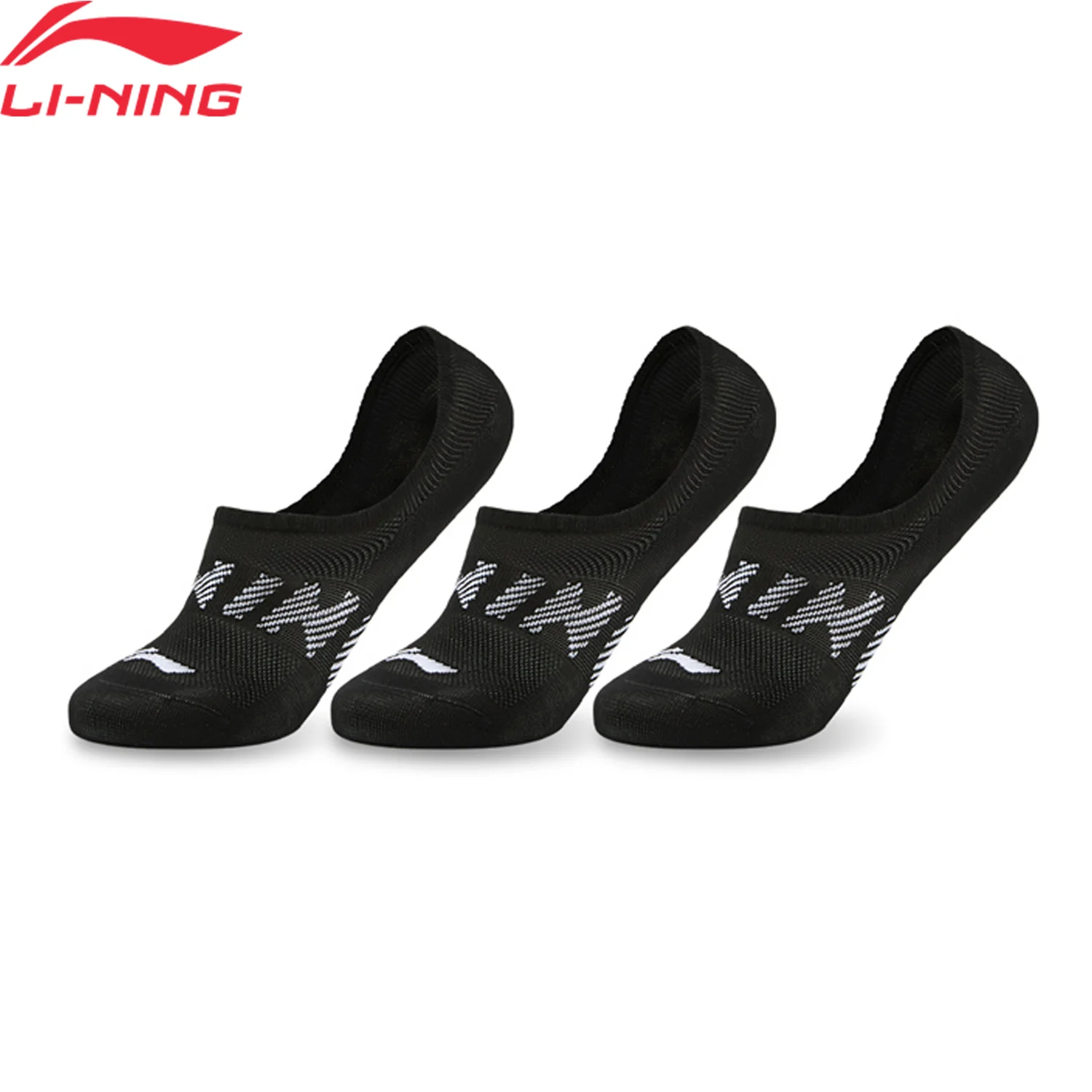 Meias Li-Ning Unissex Estilo Esportivo 3 Pares 22-28cm Respiráveis Confortáveis LiNing Masculino Feminino com Letras Modernas AWTW061