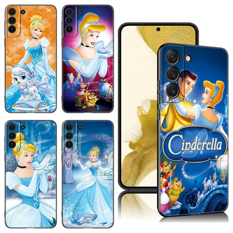 Princess Cinderella Black Silicone Phone Case For Samsung Galaxy S20 S23 FE S21 S22 S24 Plus Ultra Note 10 20 Plus Ultra