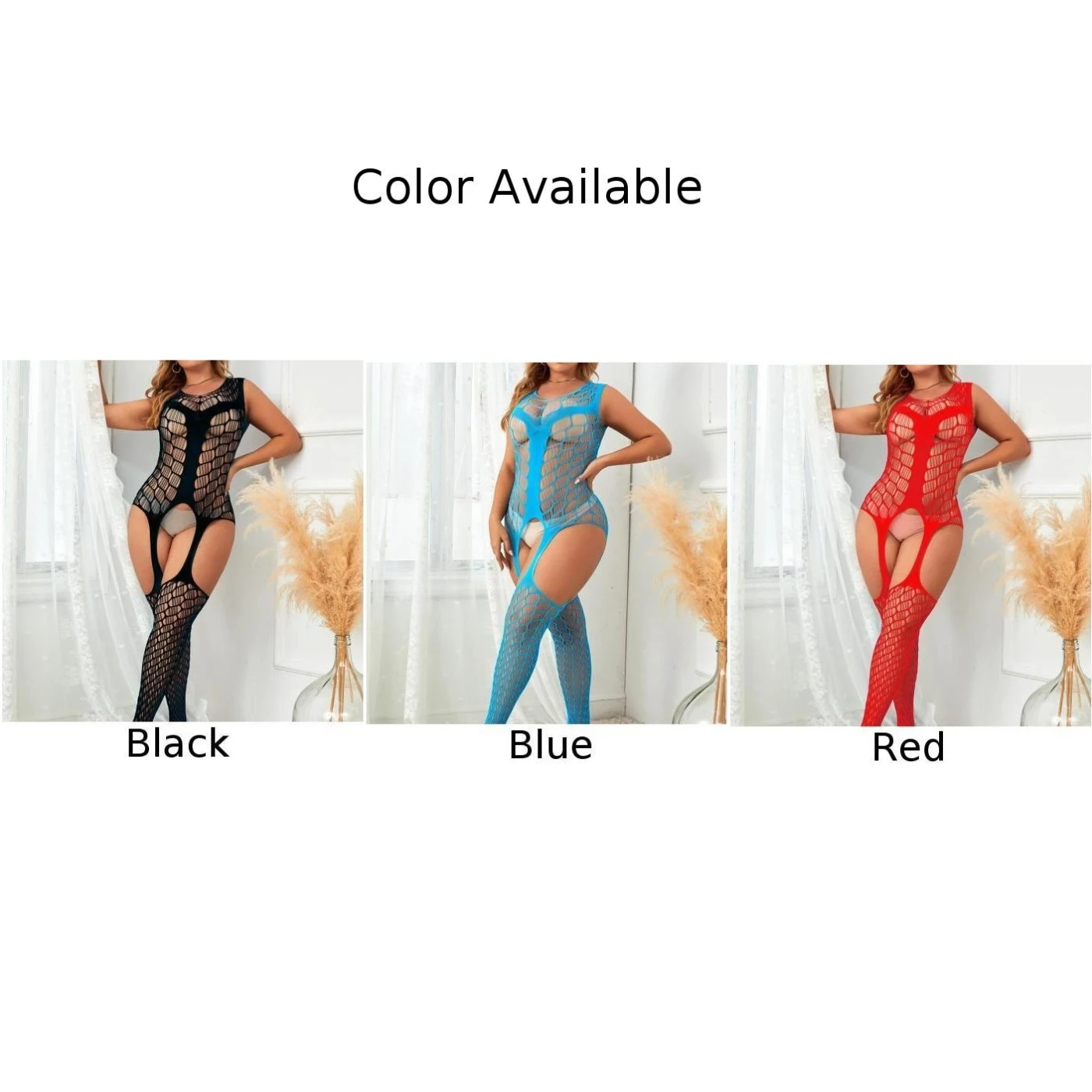 Women Sexy Lingerie Fishnet Bodysuit Hollow Out Erotic Costumes Open Crotch Pantyhose Tight Perspective Body Stocking Jumpsuit