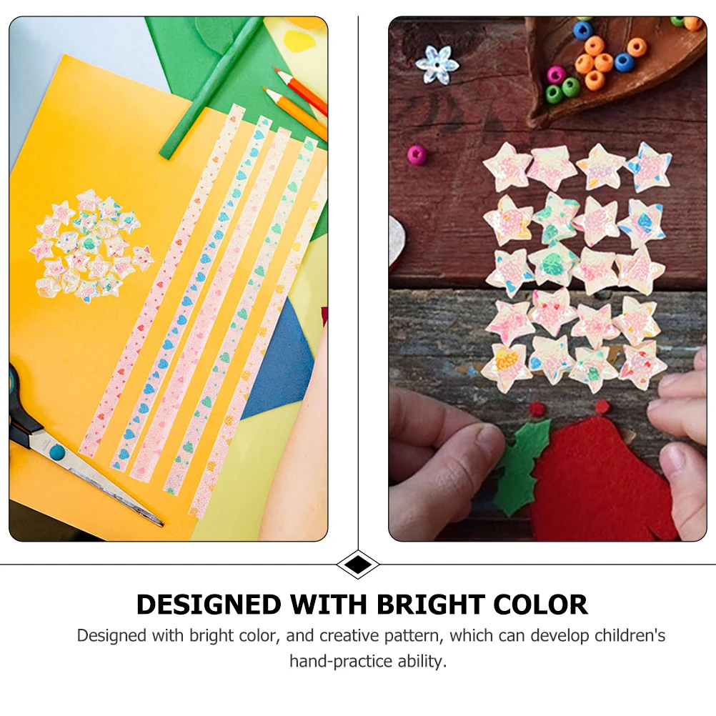 

200pcs Star Strips Bright Color DIY Craft Star Origami Paper Strips Project Folding Paper Origami Art Gift Student Toy