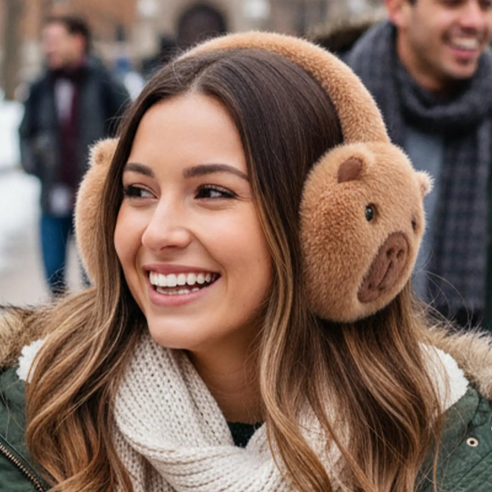 

Зимние наушники-утеплители с мультяшным дизайном Капибара, плюшевые, складные, для поездок на работу, активного отдыха, катания на лыжах, защиты от холода