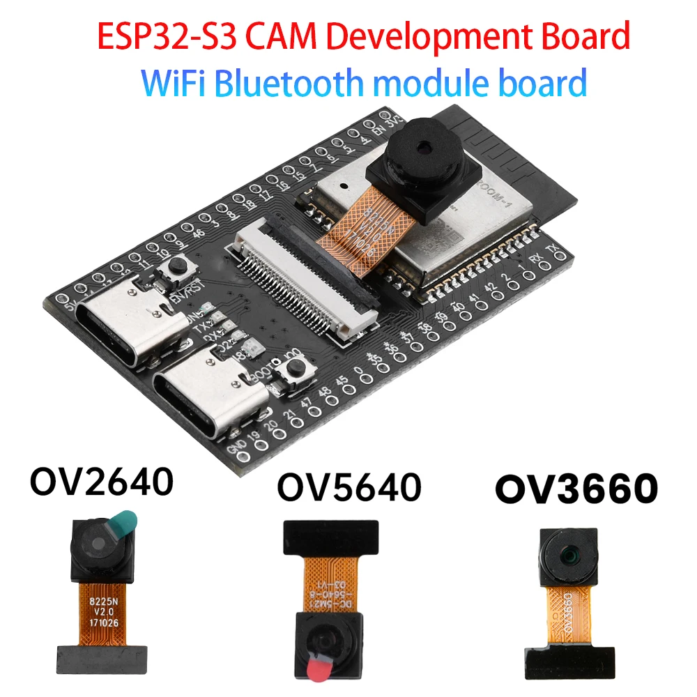 ESP32-S3-N16R8 WiFi Bluetooth Development Board ESP32-S3-CAM Module Dual Type-C LX7 CPU 240MHz Support OV2640 OV5640 OV3660 Came
