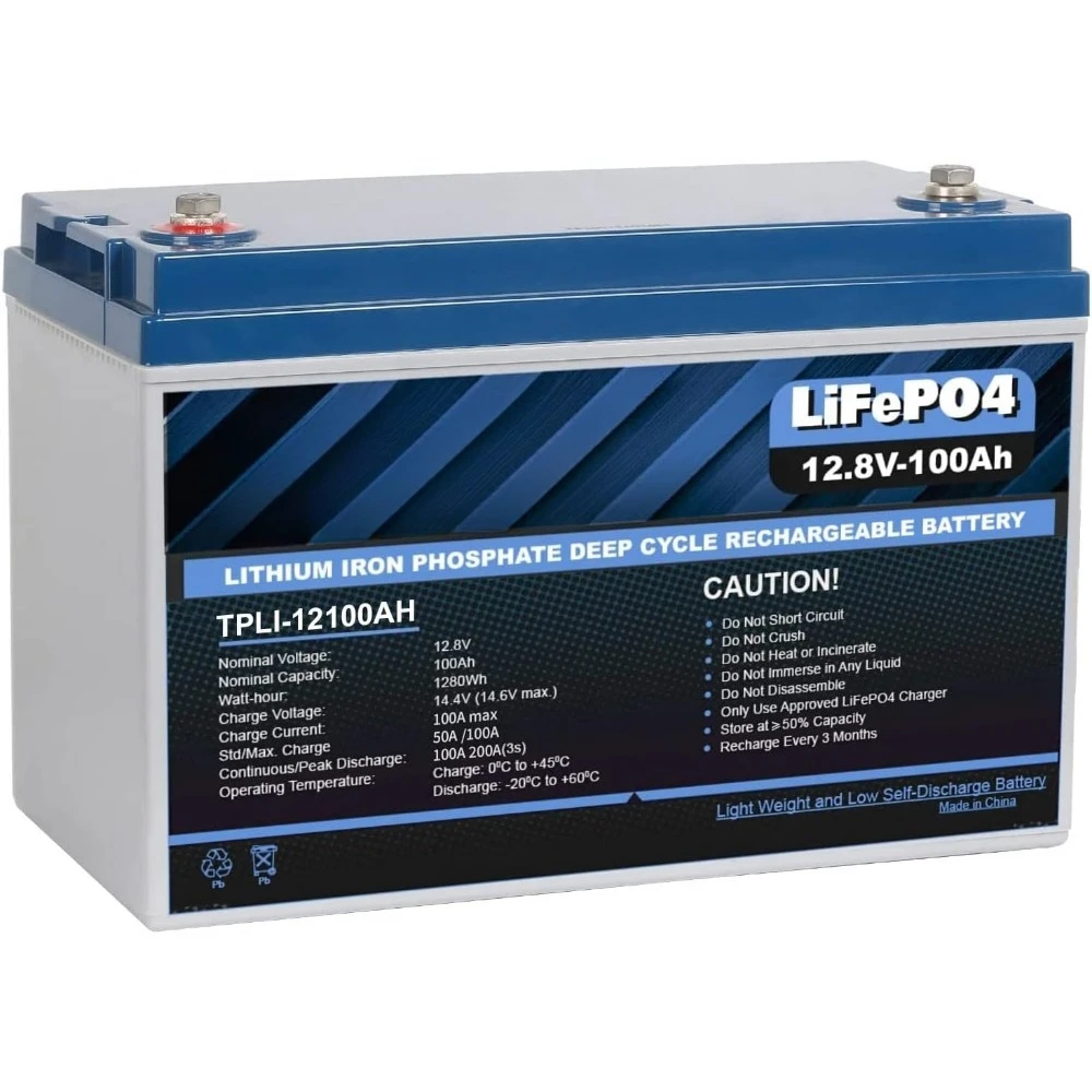 12V 100Ah TM LiFePO4 Lithium Battery, Built-in Smart BMS, Group 31 Deep Cycle Battery Perfect for Trolling Motor, RV