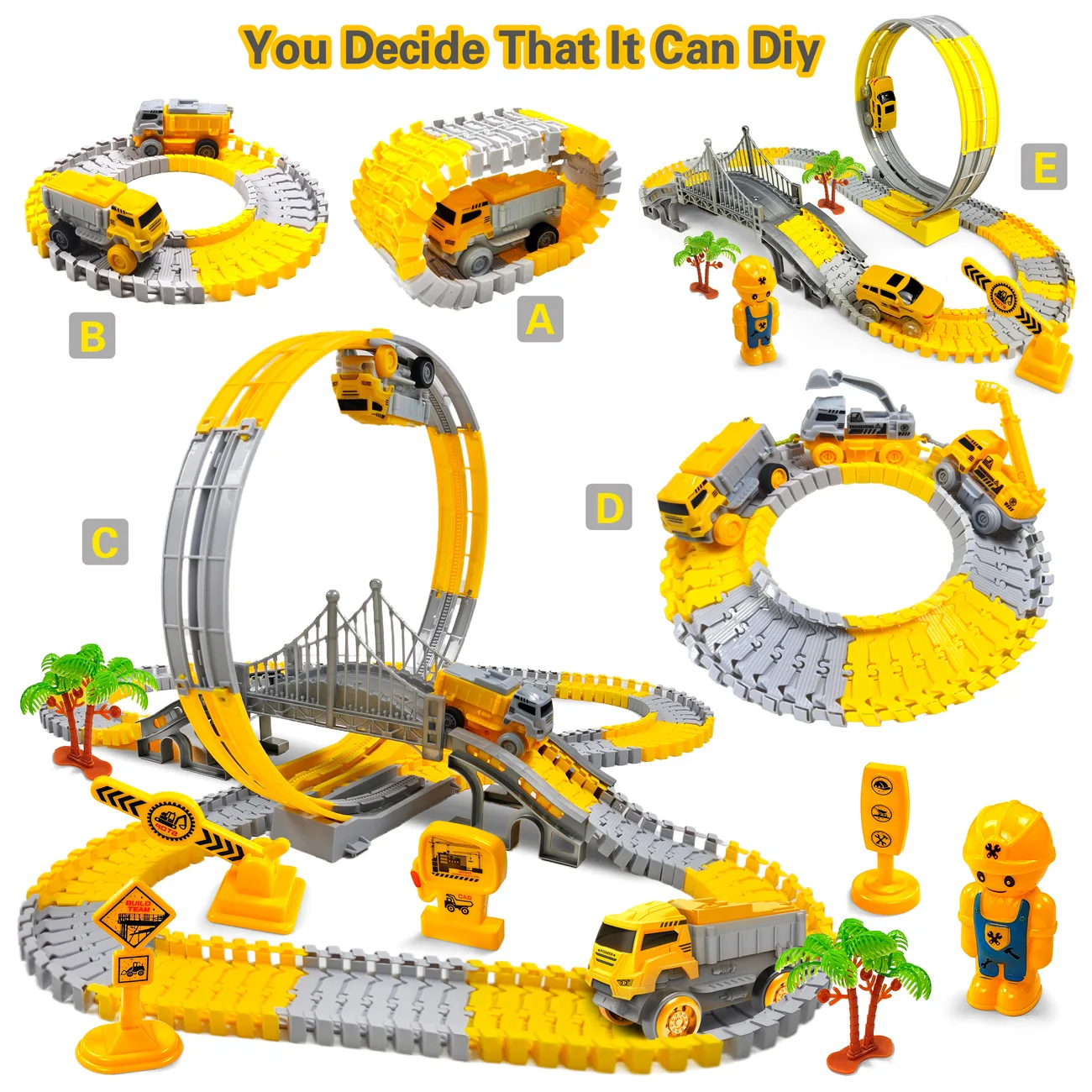 Children Electric Magical Flexible Track Toy Diy Car Engineering Car Kids Educational Toys Train Toys For Boys Birthday Gift