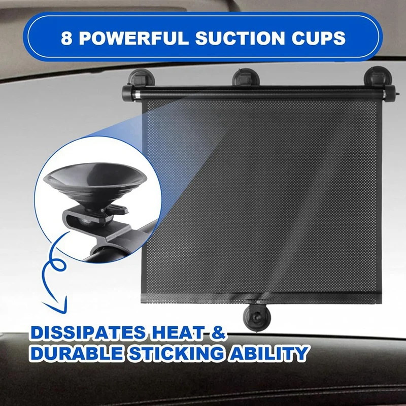 Car Side Window Sun Shade 2 Pack, Retractable Car Roller Sunshade For Kids, Baby Car Window Shades For UV And Sun Glare