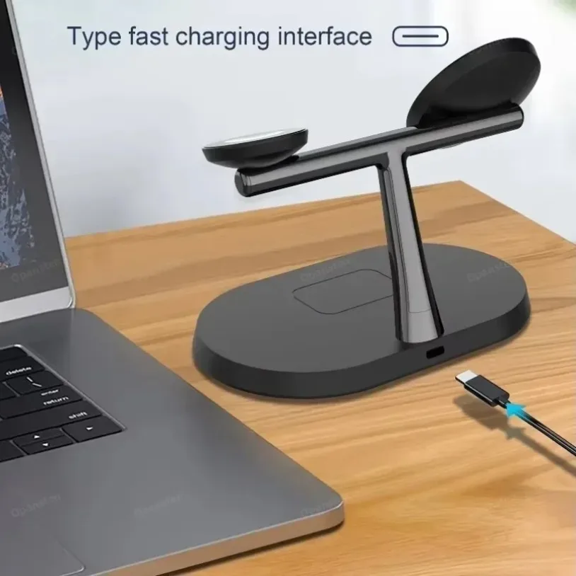 3-IN-1 Magnetic Wireless Charger Phone Charge Dock For Samsung S25 S24 S23 Galaxy Watch 7 6 5 4 3 2 Buds2/3/3 Pro Quick Charging view 4