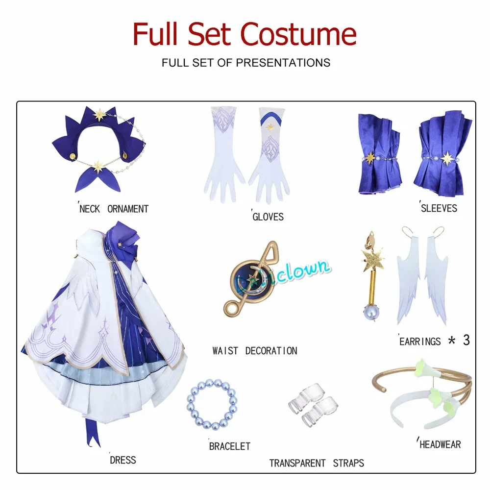 Robin Cosplay Costume para Mulheres, Jogo, Trilho Estrela Honkai, Vestido 3D Estampado, Peruca, Sapatos, Interpretação, Roupas de Festa de Halloween, Anime