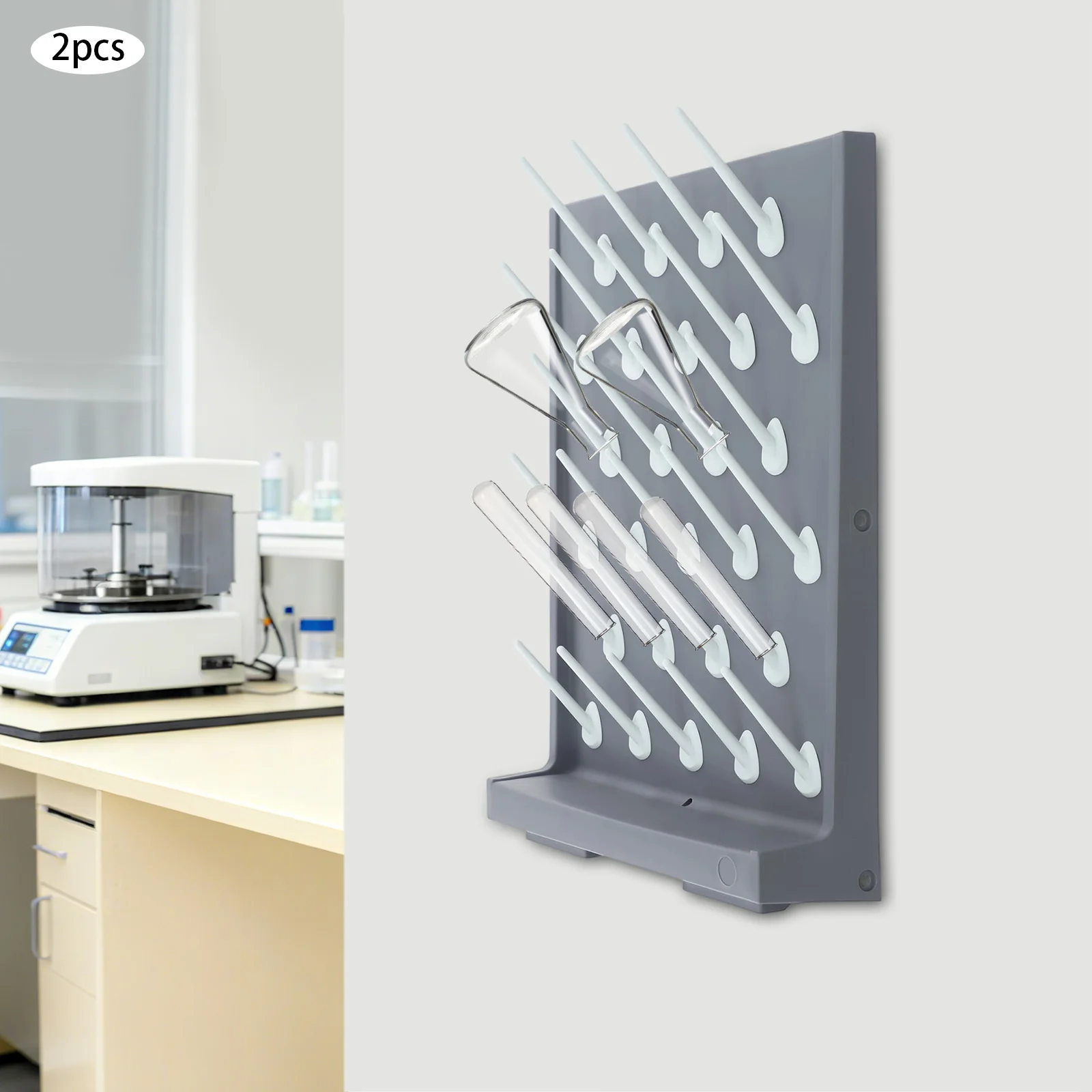 

[Lab Drying Draining Rack] 5-Tier Lab Glassware Drying Rack - PP - For Lab Supplies - Large Capacity Easy Clean