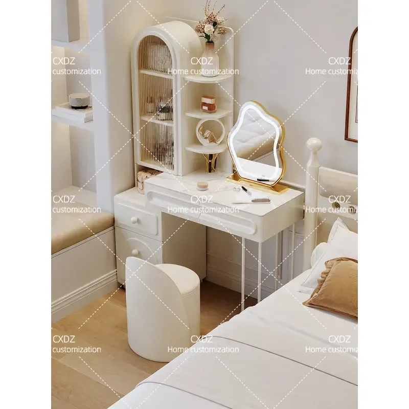 Solid Wood Dresser Desk Integrated 2026 New Retractable Bedroom Furniture Light Luxury Premium Vanity Table with Storage