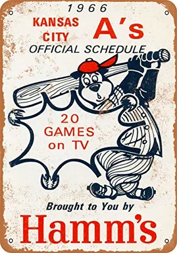 Металлический знак-1966 гамма пиво и Канзас-Сити атлетика-винтажный вид
