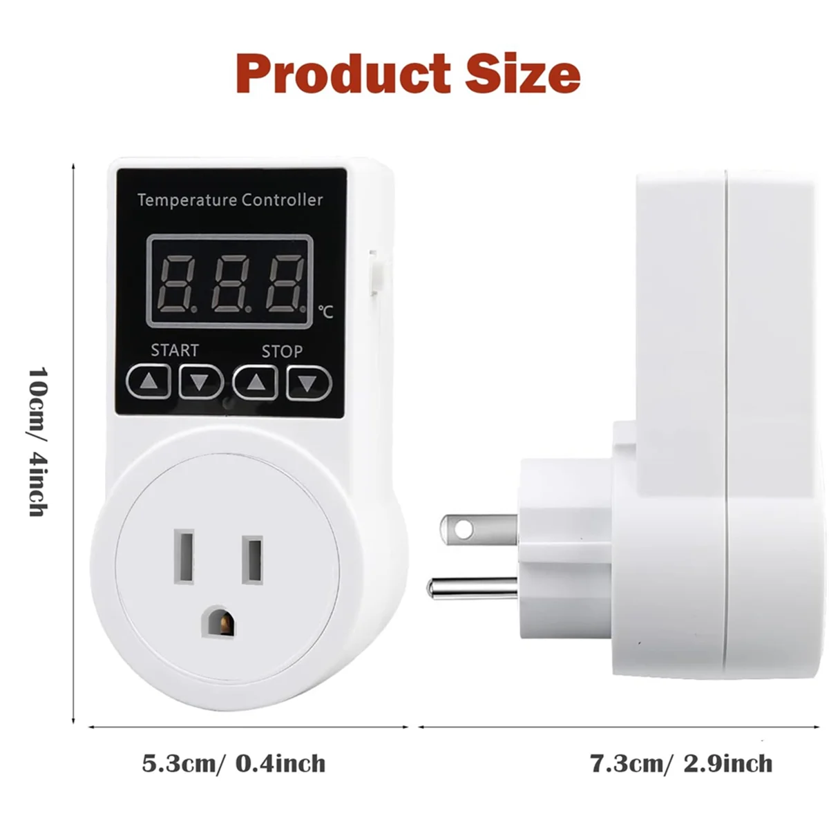 Soket colokan termostat Digital, kontroler temperatur layar LCD dengan Sensor tahan air untuk colokan AS rumah reptil