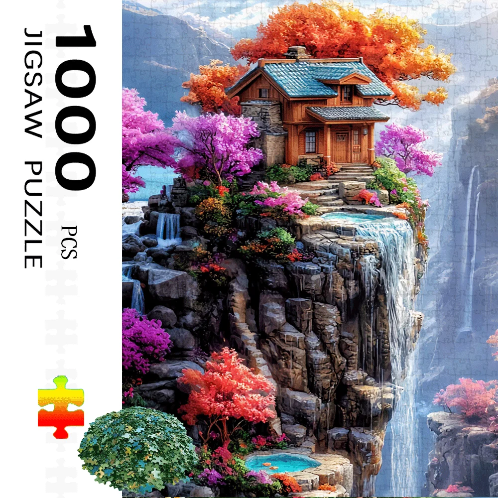 ファンタジー風、風景要素のペーパーパズル 1000ピース 大型パズル おもちゃ 大人向けゲーム ギフト 家族向けインタラクティブゲーム パズル DIY H