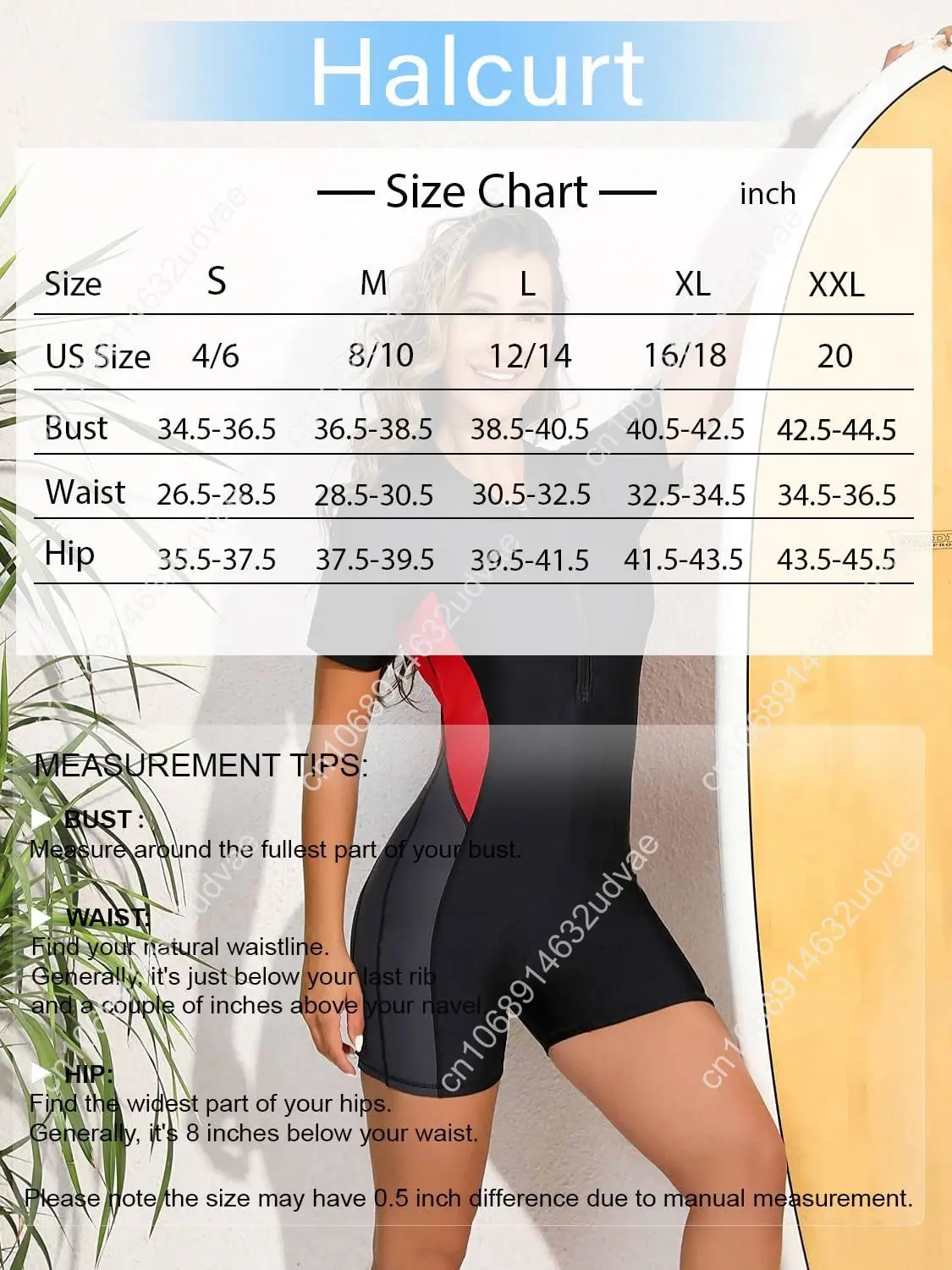 Halcurt Boyleg Traje de baño modesto de cuerpo entero de una pieza con sujetador incorporado UPF50+ con cremallera y manga larga