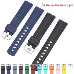 Rubber Silicone Watch Band fit for New Omega Seamaster 300 Brand Men Bracelet 20mm 22mm Soft Black Blue Replace Watchband Strap