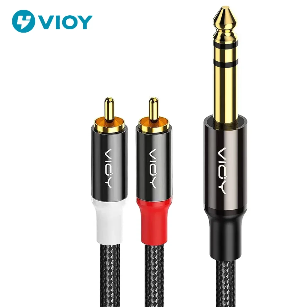 RCA To 6.35mm Audio Cable Heavy Duty 1/4 Inch TRS Jack To 2RCA Stereo Y Splitter Adapter Cable for Speaker AV Receiver Amplifier