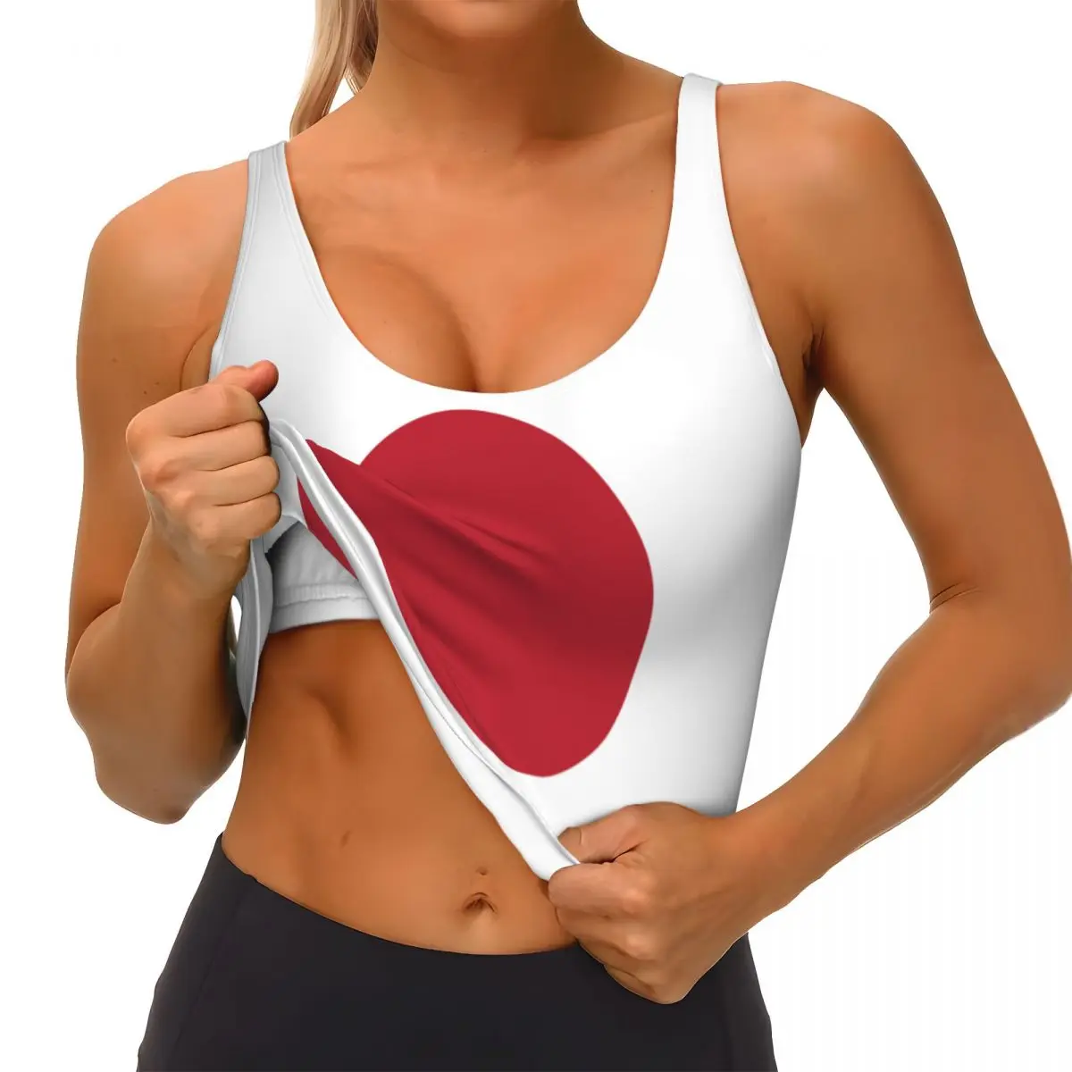 ผู้หญิงเซ็กซี่กีฬาเสื้อกั๊กญี่ปุ่นธงหญิงStreetwearกีฬาชุดชั้นในTee Crop Top