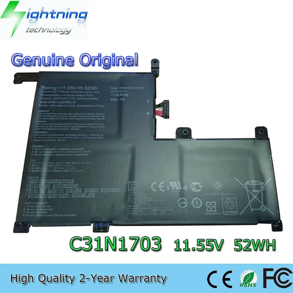 

New Genuine C31N1703 3ICP6/60/72 Battery for Asus Zenbook Flip UX561UA Q505UA