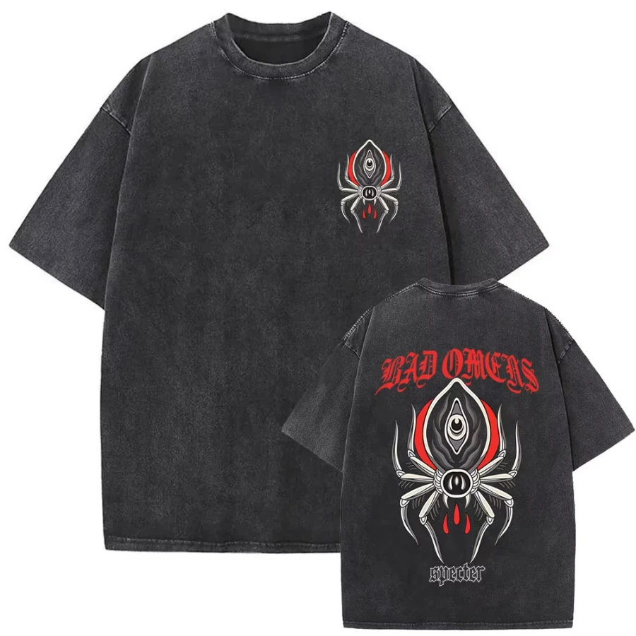 Washed Vintage Rock Band Bad Omens Find Peace Graphic T Shirt Men Women Casual Cotton T-shirts Men's Gothic Oversized Streetwear