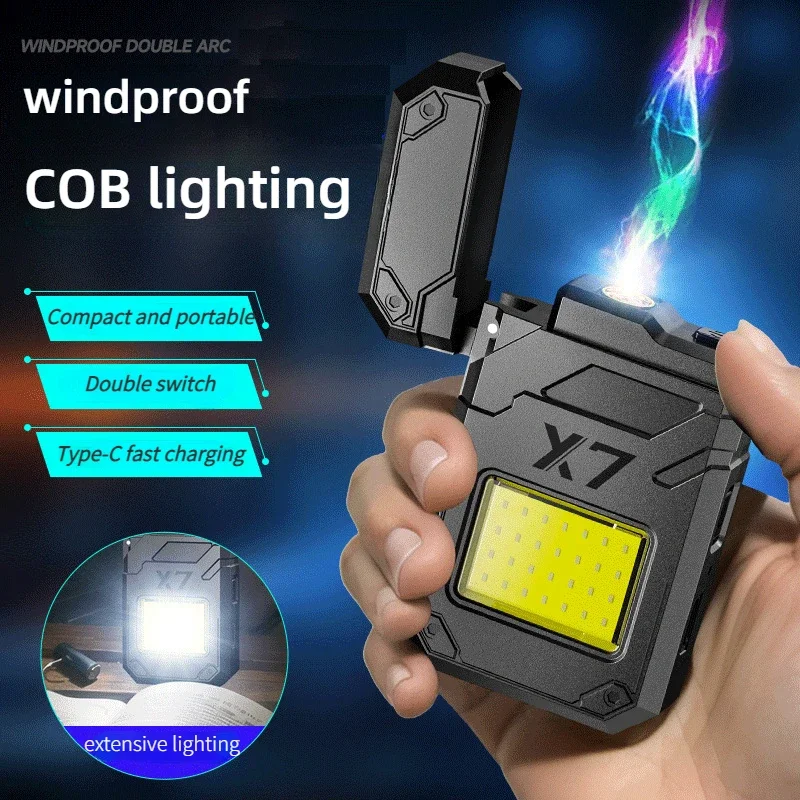 Best-selling Multifunctional Electric Heating Wire Lighter Keychain Light Windproof Outdoor Portable Charging Cigarette Lighter