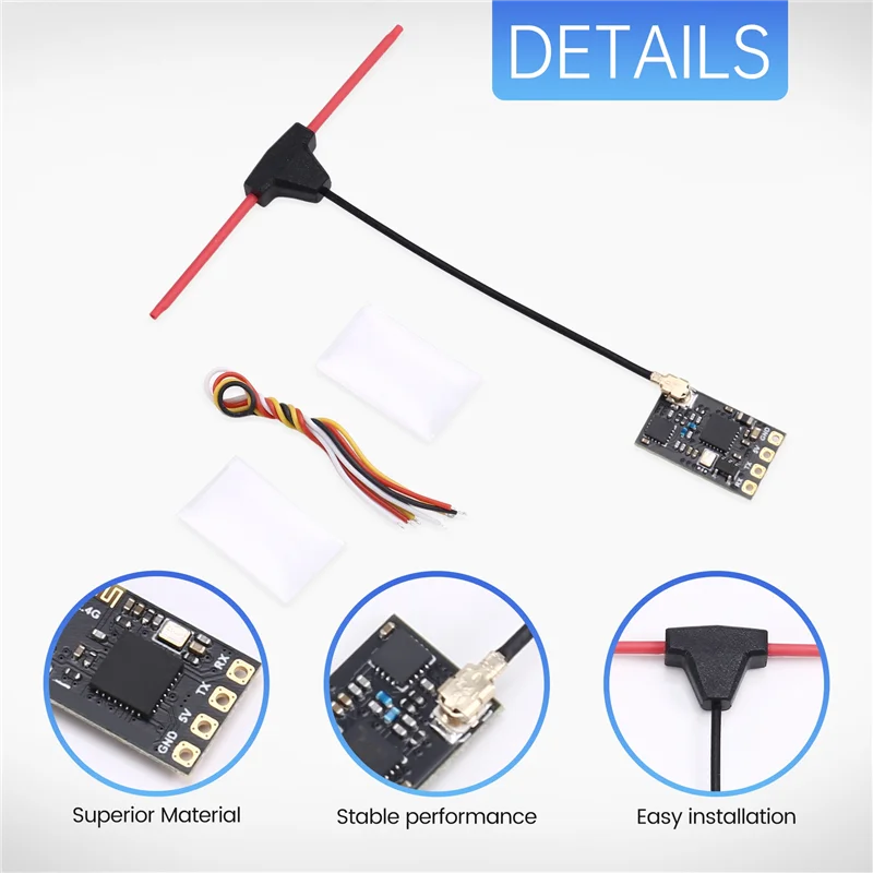 Excellenttquality-ELRS 2,4G Empfänger FPV Drone Empfänger mit T Typ Antenne für RC FPV Long Range Racing Drone Quadcopter