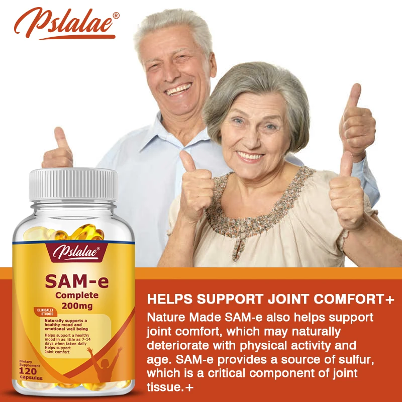 Natural SAM-e 200 Mg, Supports Good Mood, Joint Health & Brain Function 120 Capsules Non-GMO