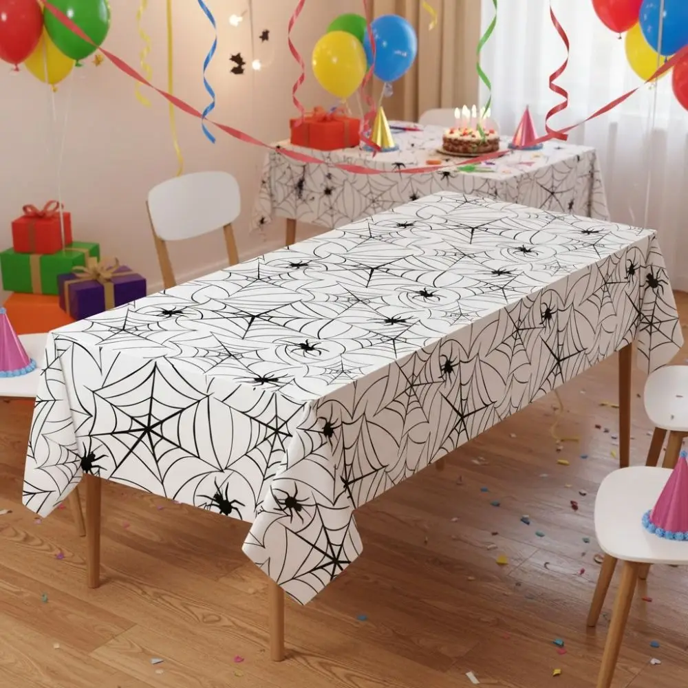 Plastic Halloween Disposable Spider Web Tablecloth Stain-resistant Oil-resistant Cobweb Party Tablecloth Waterproof Rectangular