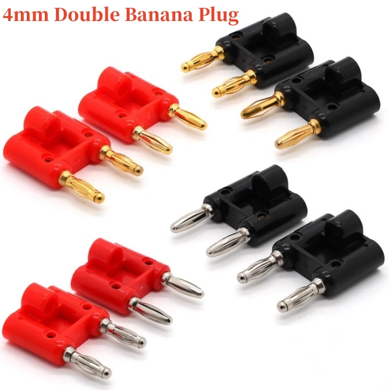 1 Pcs Double Row 4mm Banana Plug Connector 4mm Speaker Plug Adapter Two-position Audio Plug Lantern Cross Plug Connector