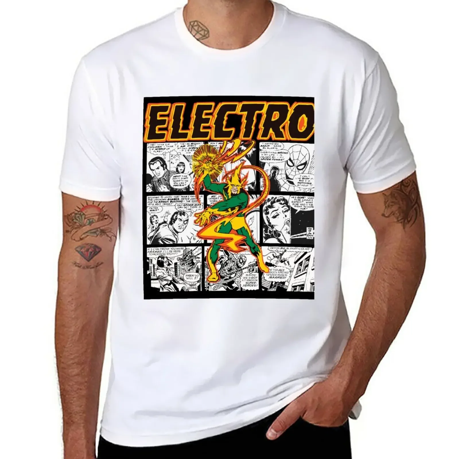 

ELECTRO T-Shirt summer tops boys whites aesthetic clothes Men's clothing