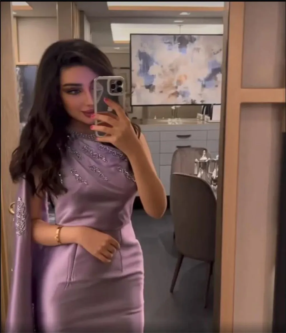 Robe de Soirée en Satin Perlé pour Femme, Tenue de Bal de Dubaï, Longueur au Sol, Arabie Saoudite