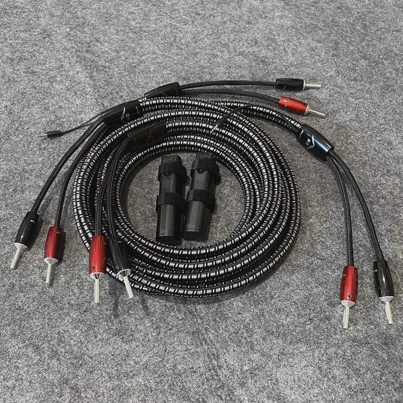 Para Kabel głośnikowy K2 serii 1000 srebrna wtyczka bananowa dwuprzewodowy wzmacniacz audio HiFi przewód głośnikowy