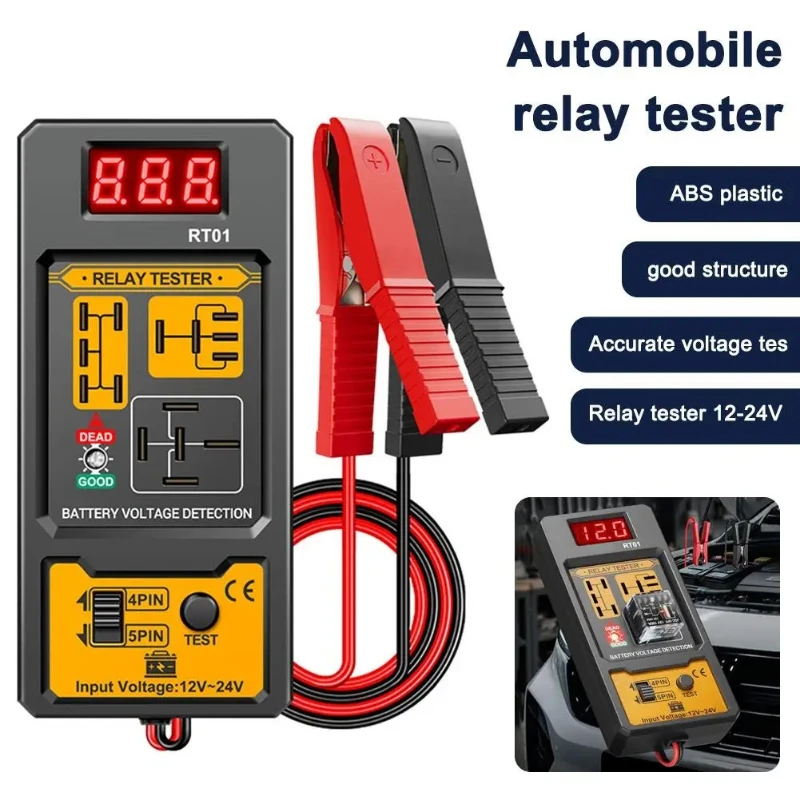 Automotive 12-24V Relay Detector LED Indicator Light Car Relay Test Battery Checker 4/5 Foot Socket Analysis Diagnostic Tool