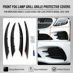 For Mercedes Benz C Class W205 C180 C200 2015-2018 Front Fog Lamp Grill Grille Covers Stickers Automotive Modification Protectio