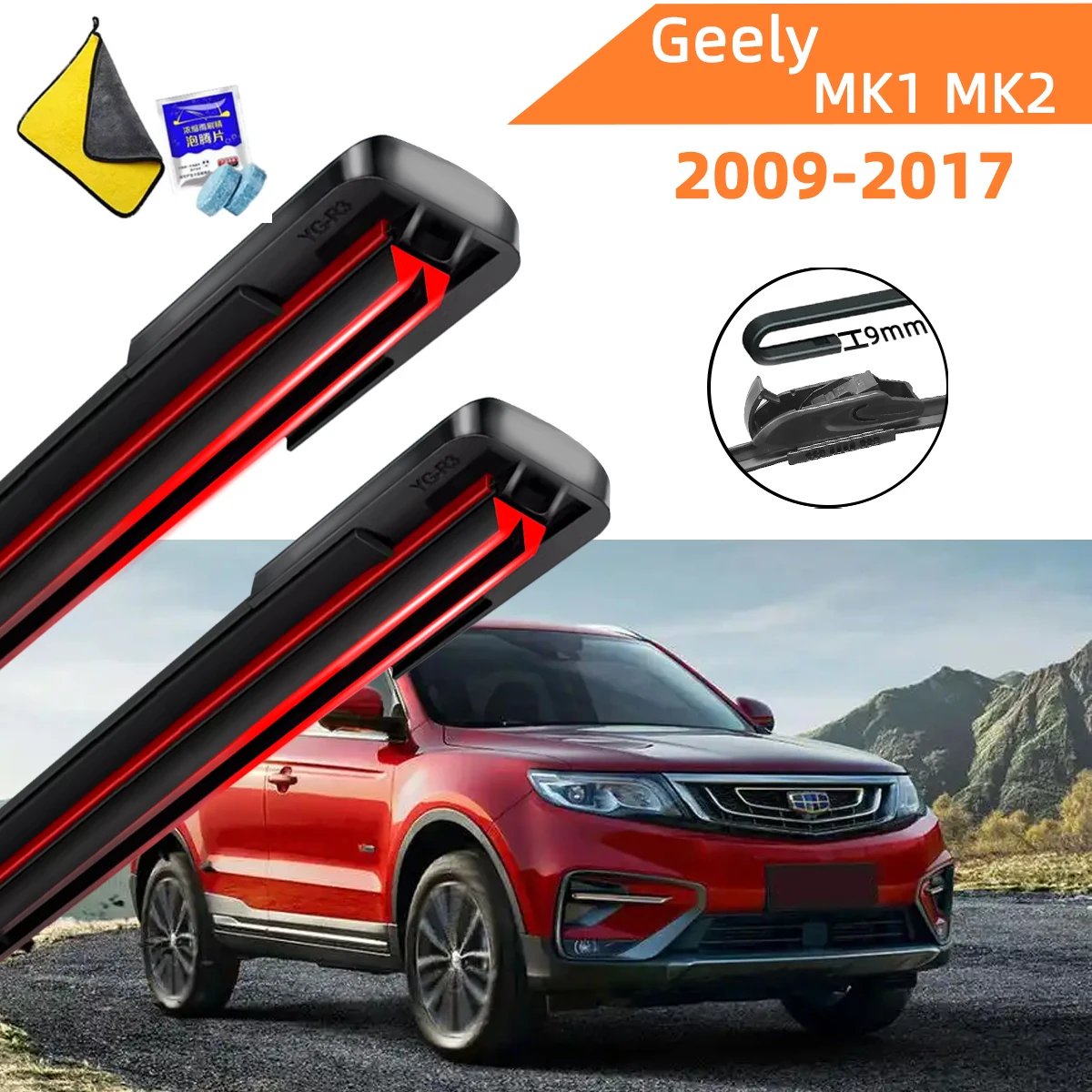 

Double Rubber Car Wipers for Geely MK1 MK2 Front Blade Brushes Cutter Automobiles Parts Accessorie Wiper Windscreen Wiper Parts