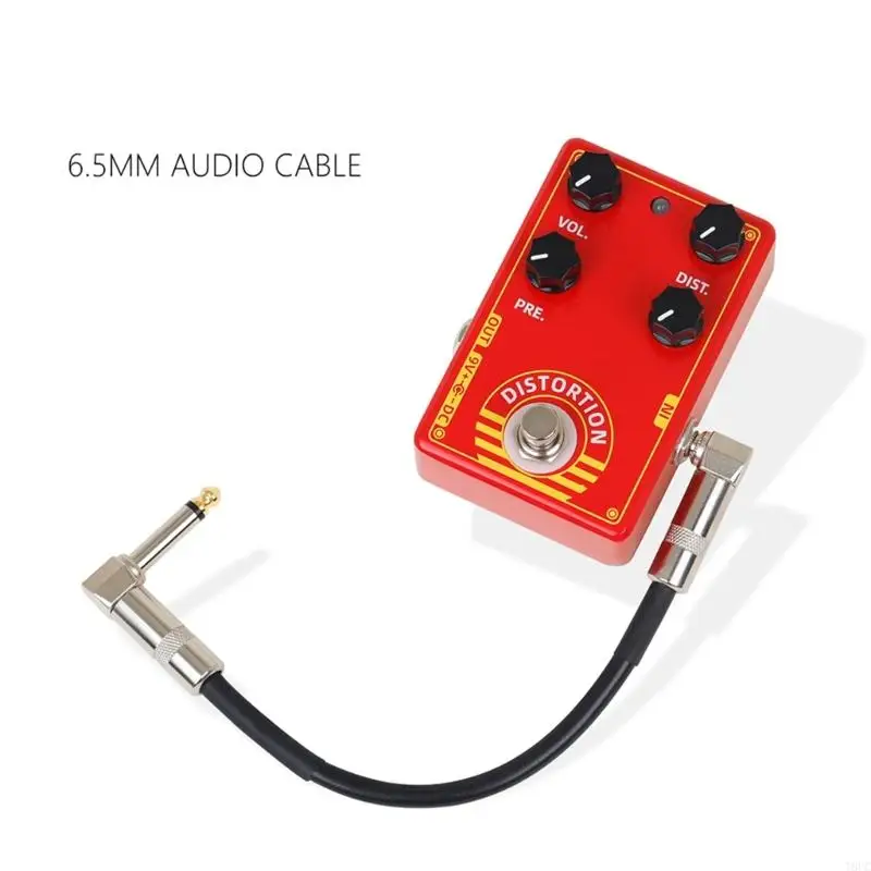 T8UC 15cm/30cm/50cm Efek Gitar Pedal Cable Flat Patch Connector 6.35mm Colokan Tembaga Kawat Inti Adaptor Line Round Head