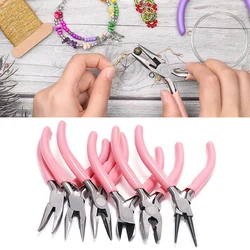 Mini Pliers Diagonal Round Bent Needle Nose Handcraft Beading Insulated Cutter Pliers For Jewelry Making Tools Accessories 1 PC
