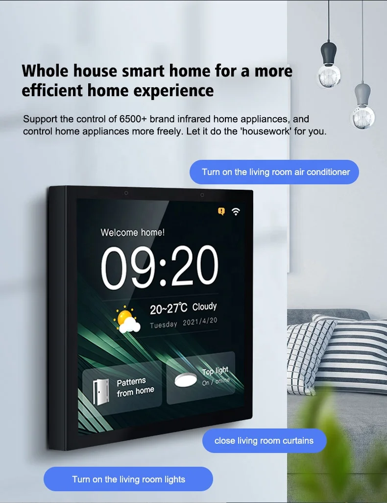 UEMON Smart Home Touch Screen Control Panel Wifi Multi-Function Tuya Dimmer And Background Music Player Host