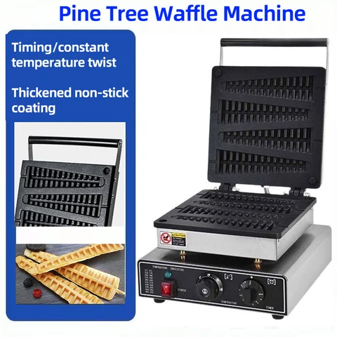 홈와이즈 2208 전기 와플 메이커 소나무 모양 와플 팬케이크 메이커 와플 스틱 기계 주철 논스틱 팬 110V 220V