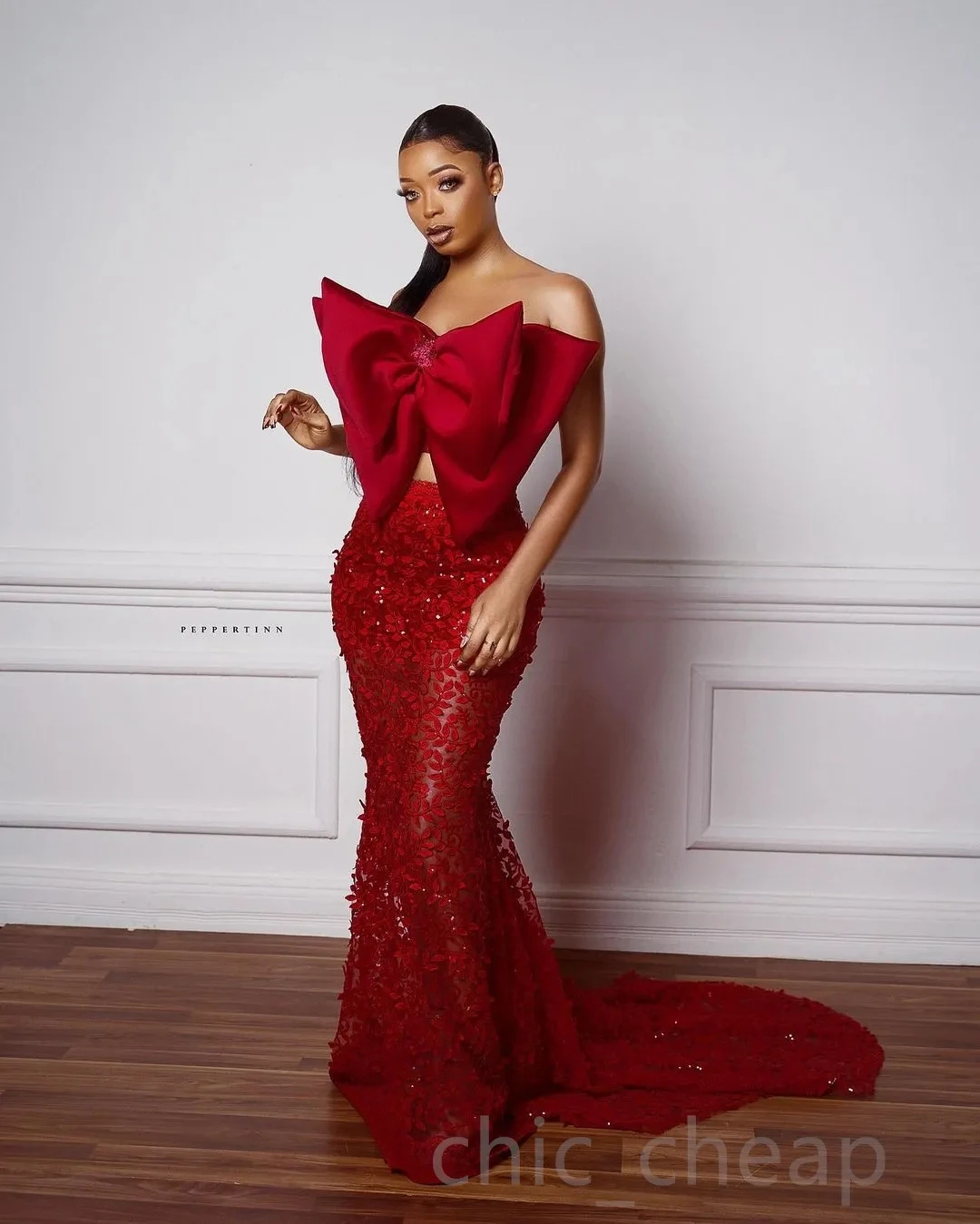 

Burgundy African American Prom Dresses Mermaid Strapless Lace Bow Black Girls Nigeria Robe De Soiree Evening Dresses Gown