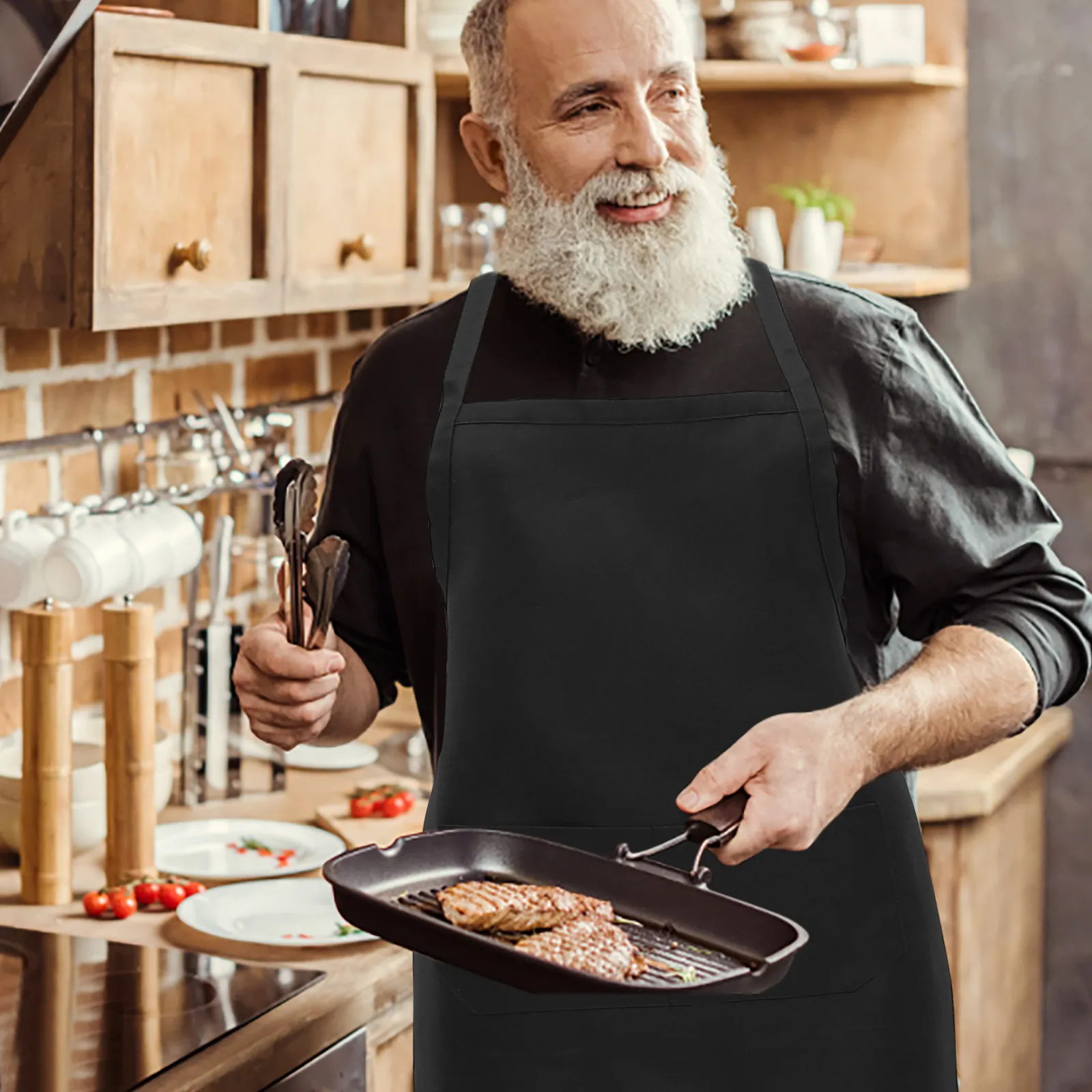 

4 шт. регулируемых жироотталкивающих фартуков для приготовления пищи с карманами, устойчивых к жиру, для использования в ресторанах, отелях, выпечке, гриле и дома