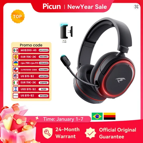 Picun G2 2,4G auriculares inalámbricos para juegos auriculares Bluetooth 5ms baja latencia 7,1 micrófono envolvente ENC para PC PS4 PS5 interruptor de teléfono
