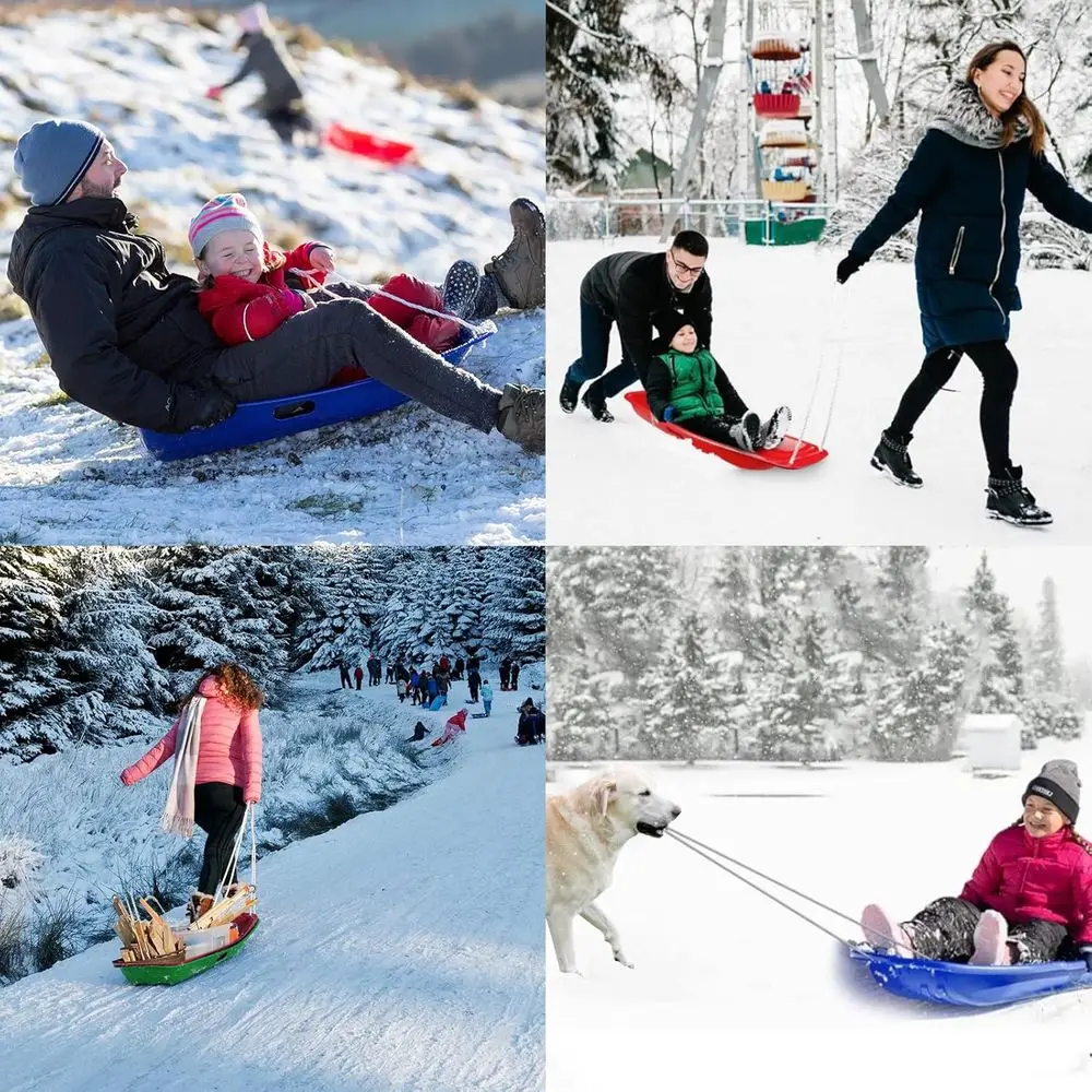 Durable Snow Sled with Rope and Handles for 1-2 Riders, Ideal for Winter Sledding Adventures