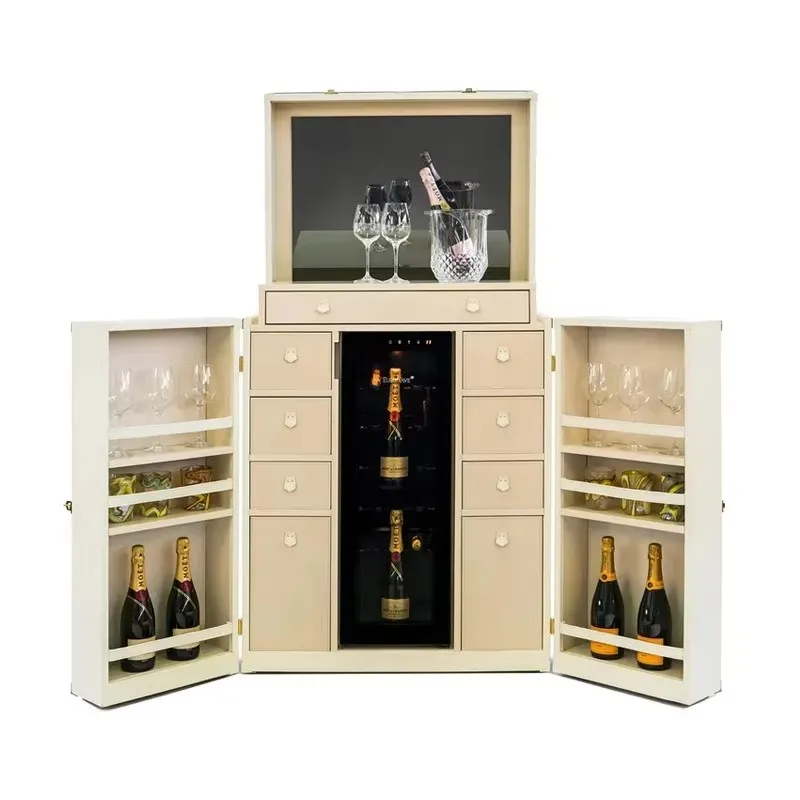 Italian light solid wood wine cabinet private villa bar premium storage storage wine cabinet