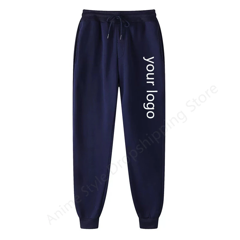 New Custom Your Logo Trousers Men Women Diy Text Couple Sports Pants Fashion Print Casual Jogging Pants Fleece Solid Color S-4Xl