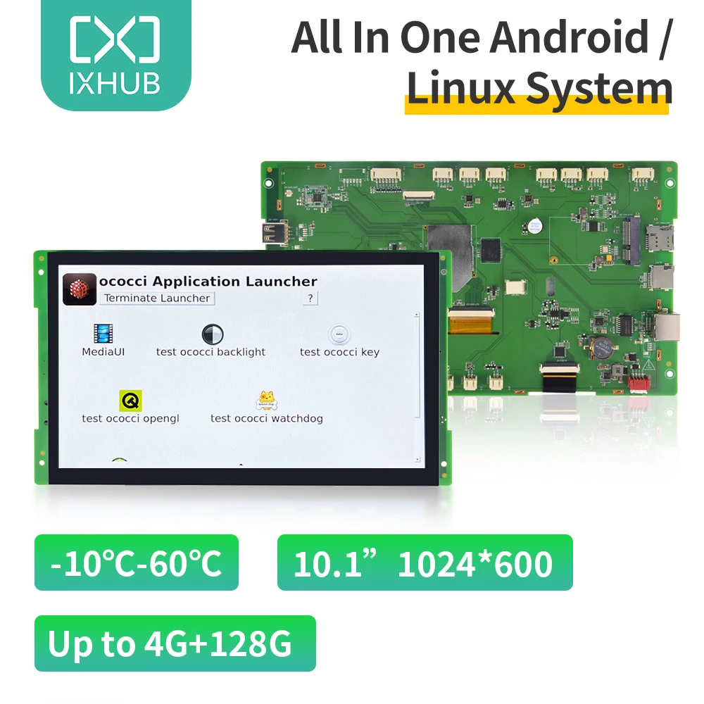 IXHUB Allwinner A133 czterordzeniowy 10.1 Cal wszystko w jednym inteligentnym Module HMI LCD IPS TFT Android Linux Ubuntu RS485 RS232 Ethernet