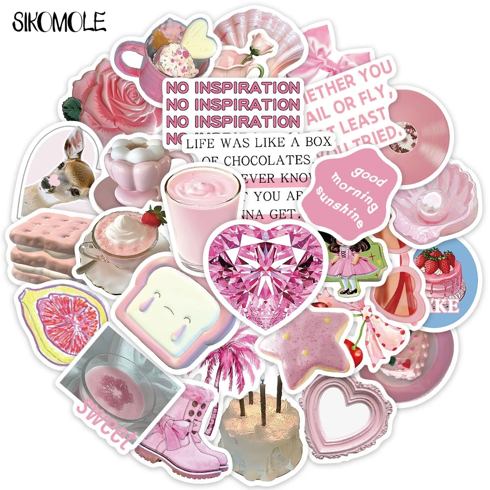 

10/30PCS Cartoon Pink Peach Girl Cute Stickers Animals Aesthetic Kawaii DIY Toy Kid Travel Luggage Fridge Decal Graffiti Sticker