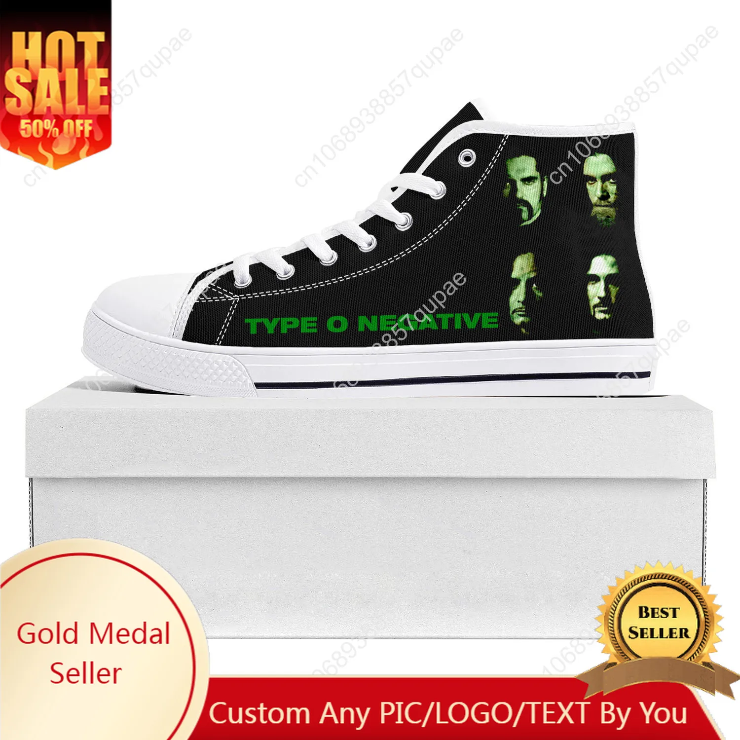 

Type O Negative Metal Rock Band High Top High Quality Sneakers Mens Womens Teenager Canvas Sneaker Couple Shoe Custom Shoe White