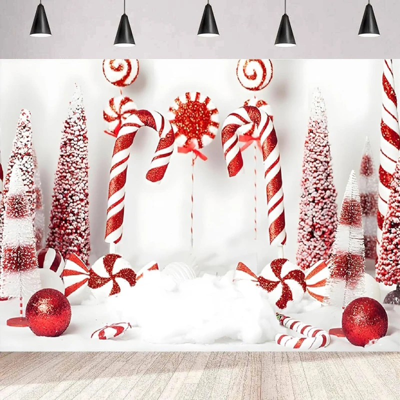 Photography Backdrop Red Christmas Candy Cane Baby Shower Newborn Cake Crush Home Party Backdrop Wall Banner Poster Background