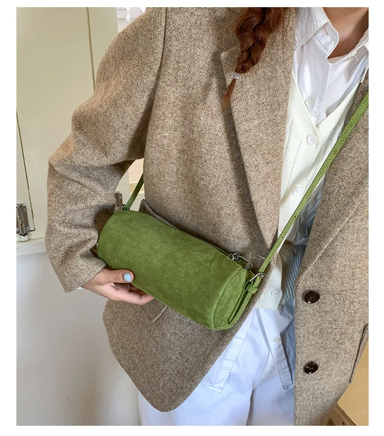 2026 New Retro Cylinder Bag Korean Niche Versatile Single Shoulder Bag Fashion Multi-color Trendy Purse