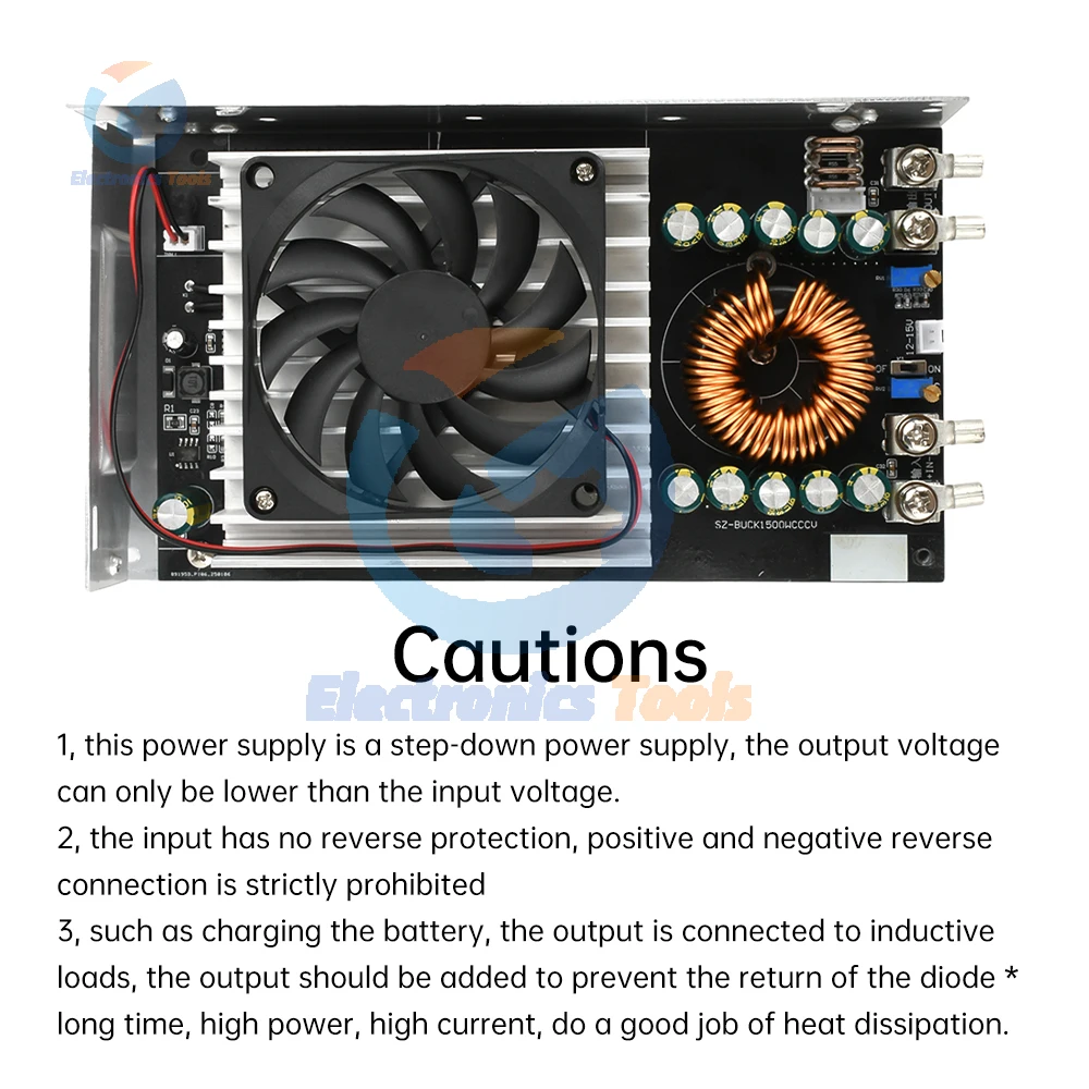 1500W DC-DC Buck Converter Module Adjustable Power Supply DC 15V-90V to DC2.5V-72V 50A Constant Voltage Current Step-Down Module