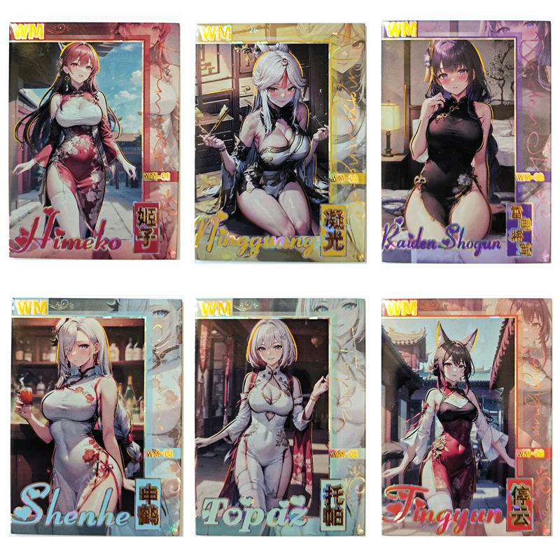 

Goddess Story Honkai Genshin Impact Raiden Shogun Himeko Topaz Anime Character Bronzing Collection Flash Card Cartoon Toys Gift